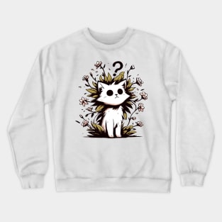 Funny confused cat with flowers plants Crewneck Sweatshirt